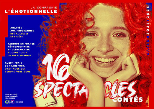 Compagnie de Théâtre l'ÉMOTIONNELLE 4 Directeur artistique - Graphiste. Couverture du programme 2024-2025 de la compagnie l’Émotionnelle pour collèges et lycées.