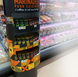 Design et exécution du Display automne pour les marinades Apollo pour intermarché