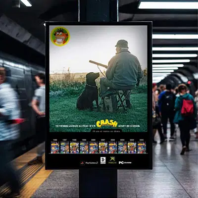 Crash-Bandicoot Affiches et annonces presses pour les 10 ans du jeu Crash Bandicoot - Console XBox de Microsoft