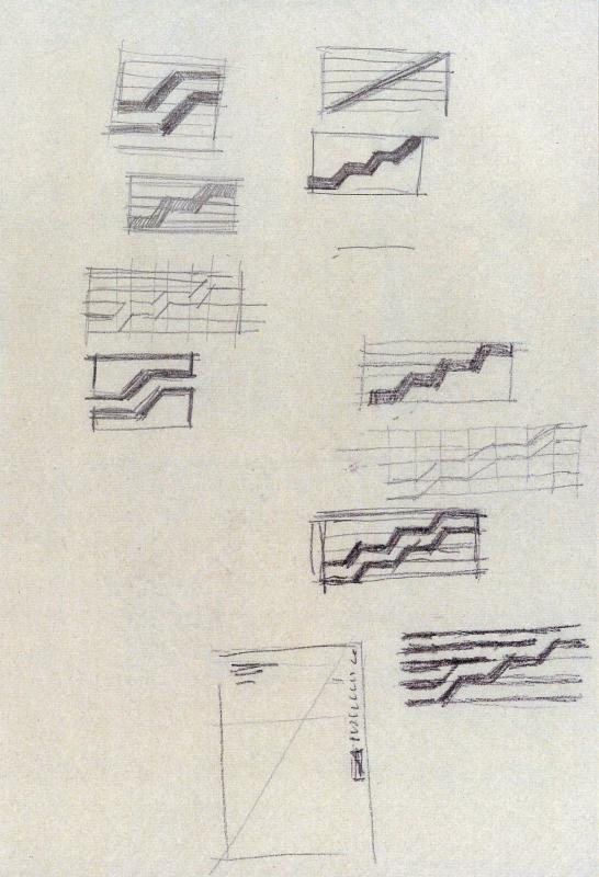 Premier croquis pour le logo du centre Pompidou de Jean Widmer