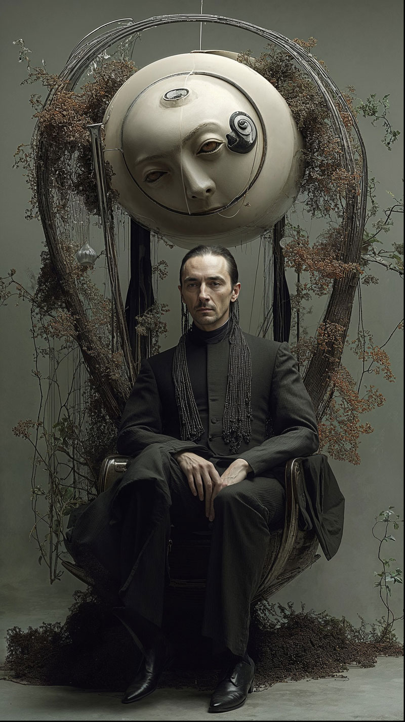 Homme de plus de 40 ans ambiance post-futuriste