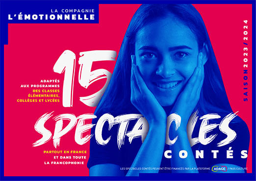 Directeur Artistique - Concepteur - Charte graphique. Couverture du programme 2023-2024 de la compagnie de théâtre l’Émotionnelle.