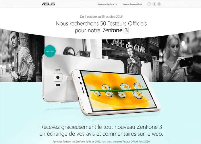 Site Advocacy Marketing pour ASUS et son mobile Zenfon