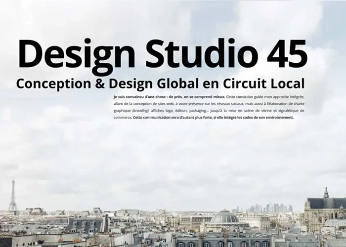 Site Design Studio 45, Conception & Design Global en Circuit Local